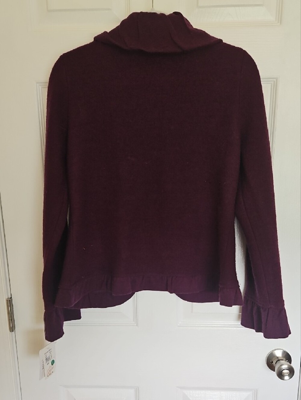 Colour Works Plum Ruffle-Trim Button Cardigan - Picture 2 of 15
